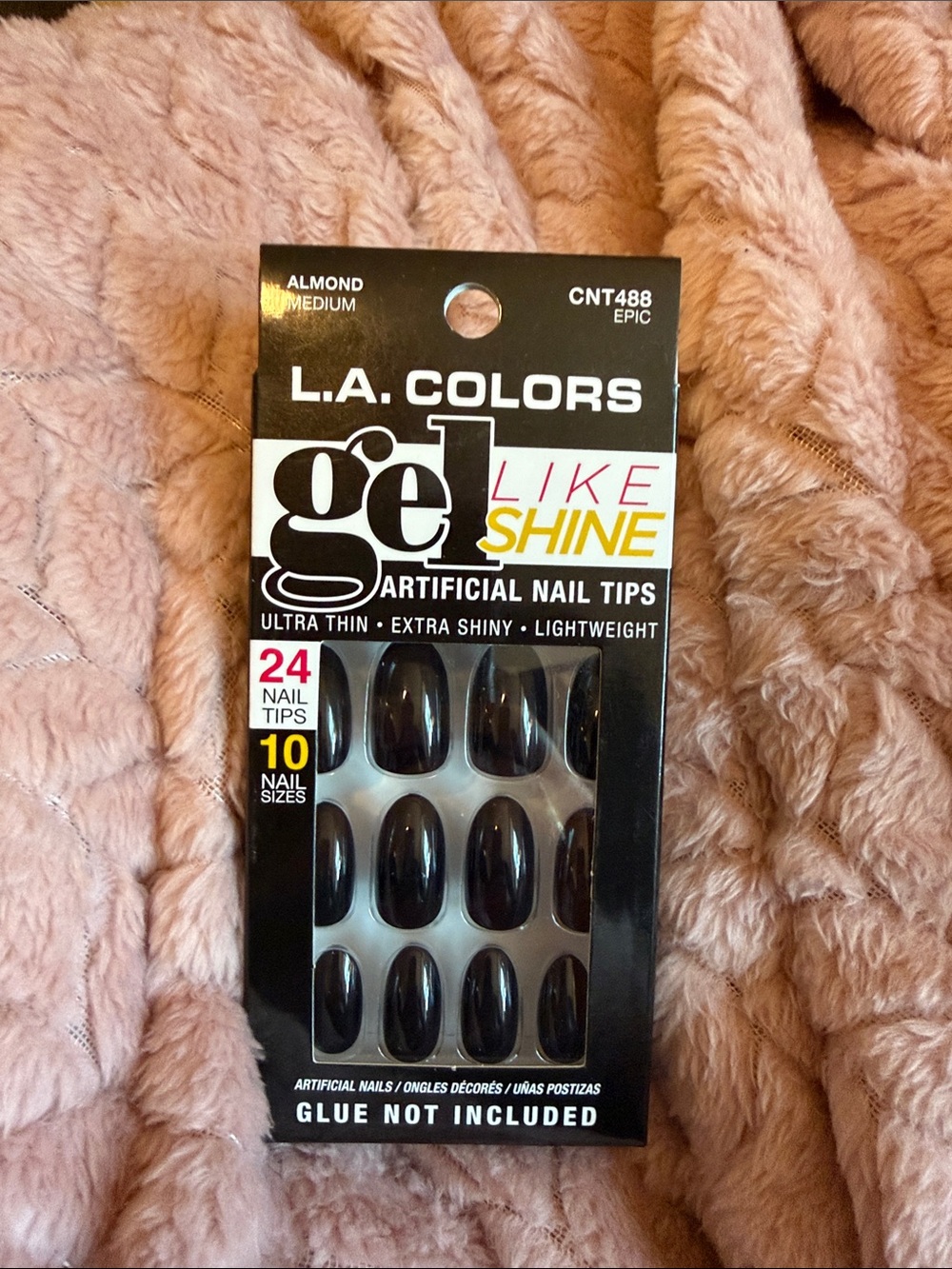 L.A. COLORS Black Gel-Like Shine Press-On Nail Tips